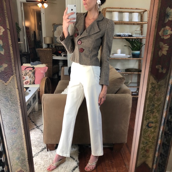 Vintage white high waisted pants with zippers - Picture 5 of 7